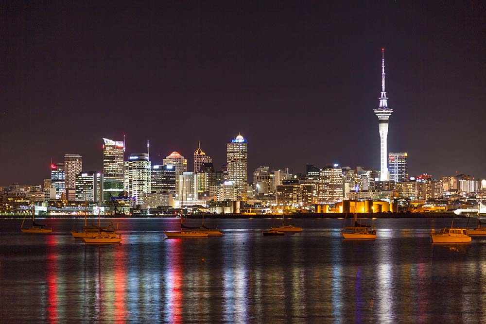 The night lights of Auckland City, New Zealand