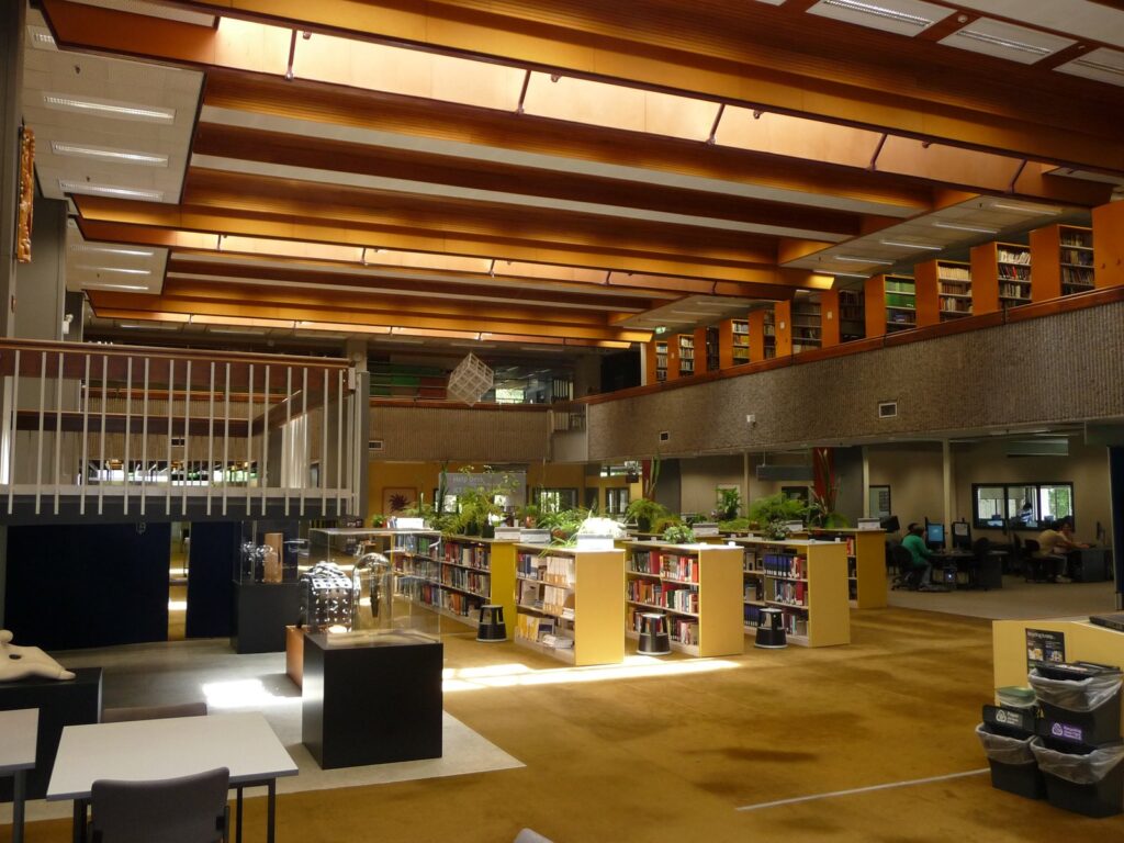 Study space inside the University of Canterbury library, where engineering students complete their accelerated bachelor of engineering coursework
