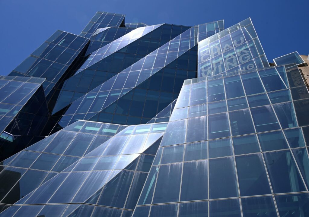 The glass side of the Dr Chau Chak Wing Building at UTS Sydney, home of the UTS Business School