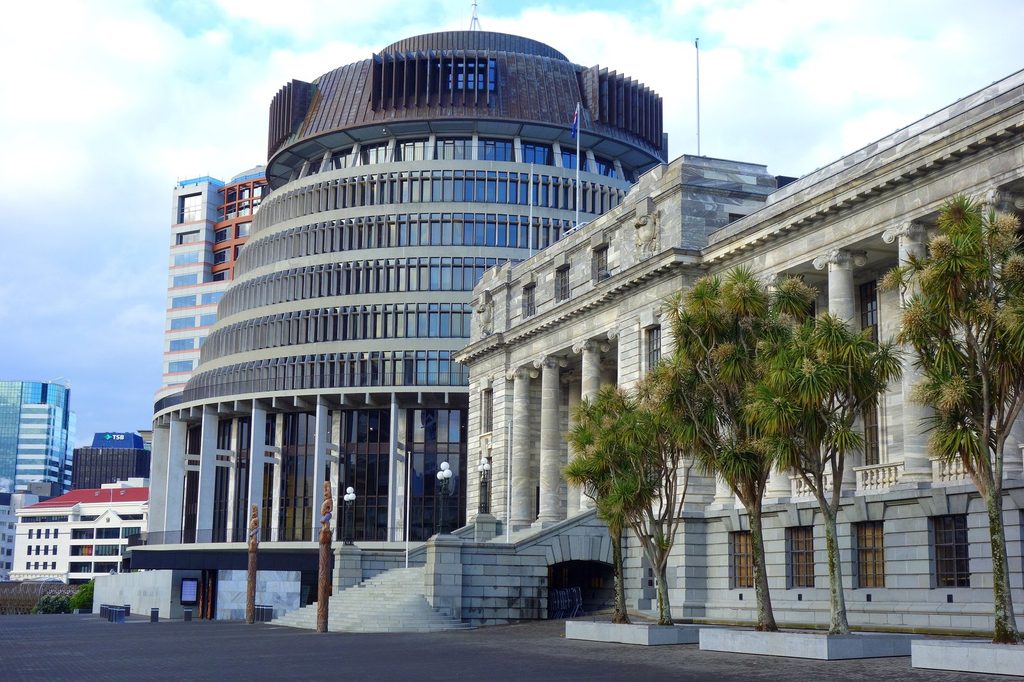 The Beehive and Parliament in Wellington, the government and finance hub around actuarial science course